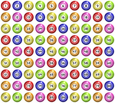 full set of 90 illustrated bingo balls