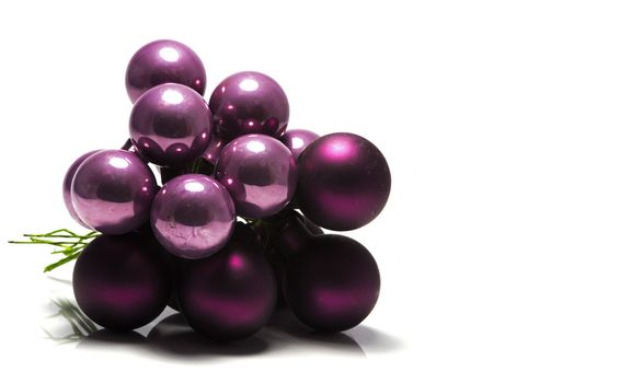 pink christmas balls on white background