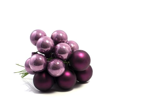 pink christmas balls on white background