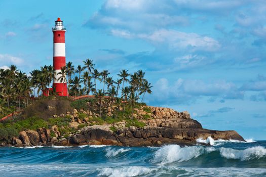 Lighthouse.  and sea. Kovalam (Vizhinjam) Kerala, India