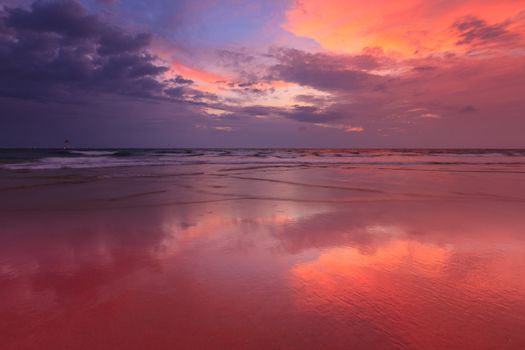 Sunset on Baga beach. Goa, India