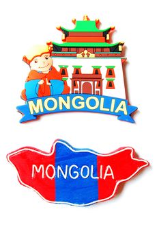Map of Mongolia on a white background with the landmark of the famous lamasery