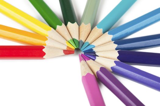 Colorful pencils isolated over white background