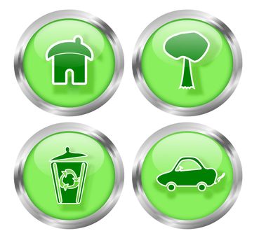 Set of four glass badges to promote green living ideas