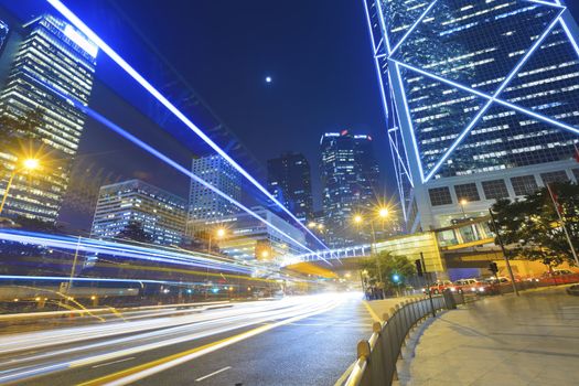 Busy traffic at night in Hong Kong