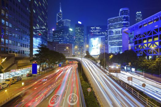 Traffic in city at night