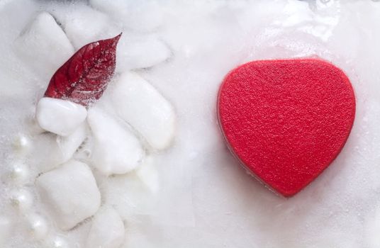  Frozen beautiful red heart with Ice Crystal