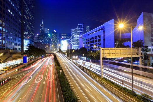 Traffic in Hong Kong at night