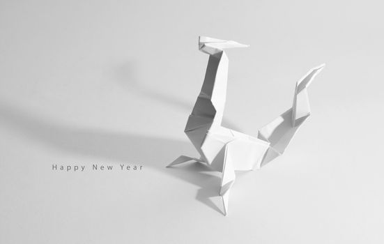 New Year greeting card. dragon origami