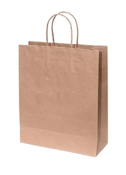 Recyclable paper bag isolated on white background.