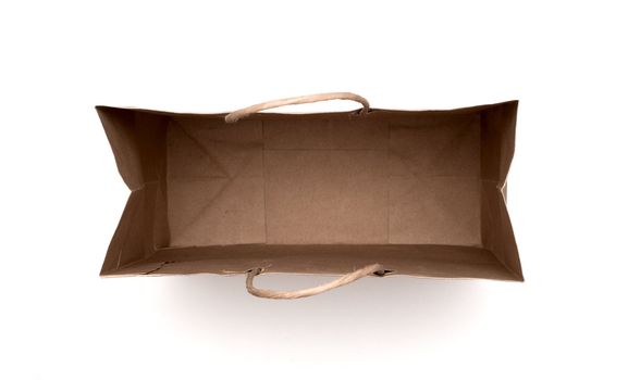 brown paper bag isolated on a white background.