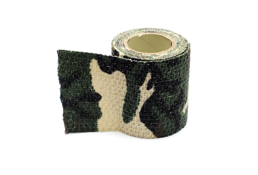 Roll of fabric camouflage tape on a white background
