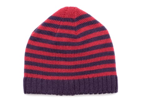 knitted hat with stripes isolated