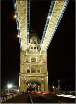 London Tower Bridge at night close up
