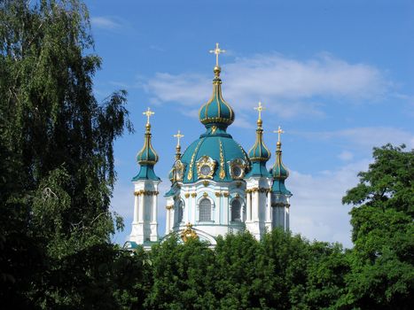 Saint Andrew orthodox church by Rastrelli in Kiev Ukraine