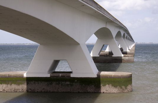 The Zeeland Bridge is the longest bridge in the Netherlands. The bridge spans the Oosterschelde estuary.