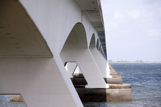 The Zeeland Bridge is the longest bridge in the Netherlands. The bridge spans the Oosterschelde estuary.