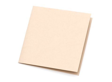 close up of a folded card on white background