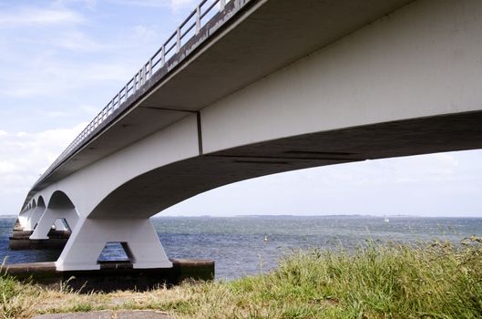 The Zeeland Bridge is the longest bridge in the Netherlands. The bridge spans the Oosterschelde estuary.