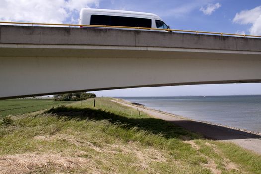 The Zeeland Bridge is the longest bridge in the Netherlands. The bridge spans the Oosterschelde estuary.