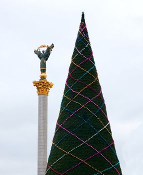 Christmas tree assemblage in Kiev