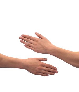 Two hands isolated on white background