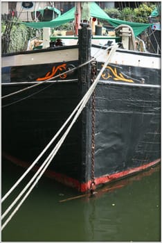 Front of a barge on the River Thames