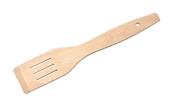 Wooden kitchen shovel on white background