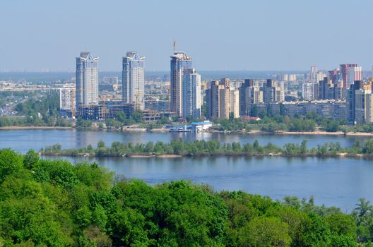 The view from Kiev botanical garden to the river and the left bank