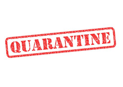 QUARANTINE red rubber stamp over a white background.