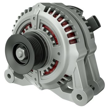 Car alternator isolated on a white background. 3D render.