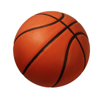 Baskeball isolated on a white background as a sports and fitness symbol of a team liesure activity playing with a leather ball dribbling and passing in competition tournaments.