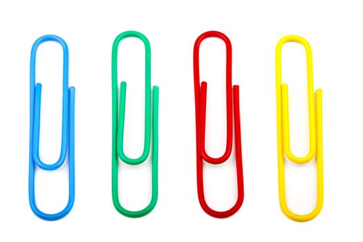 Paper Clips over a white background.