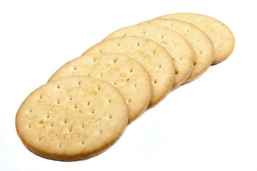 Rich Tea Biscuits over a white background.