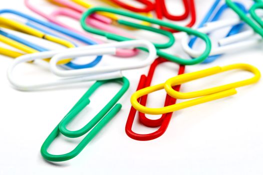 Paper Clips over a white background.