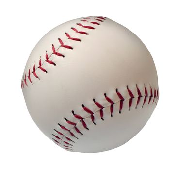 Baseball or Softball Isoltated on a white background as an American cultural and traditional national passtime sport with a sphere made of white leather and red stitching.