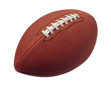 Football isolated on a white background as a professional sport ball for traditional American and Canadian game play on a white background.