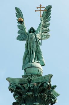 Gabriel archangel, Heroe's square Budapest. A close picture of a monument.