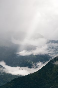 rays struggle through the fog, North India,  Himalayan