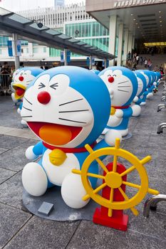 HONG KONG - AUG 13: Hong Kong Largest Doraemon Exhibition is appearing in Harbour city, Hong Kong on 13 August, 2012. It is the early celebration of Doraemon's birth – 100 years early.