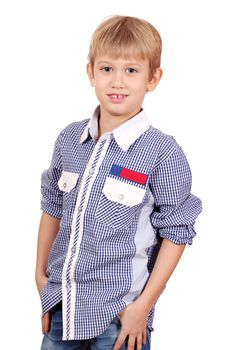 happy boy portrait on white studio shot