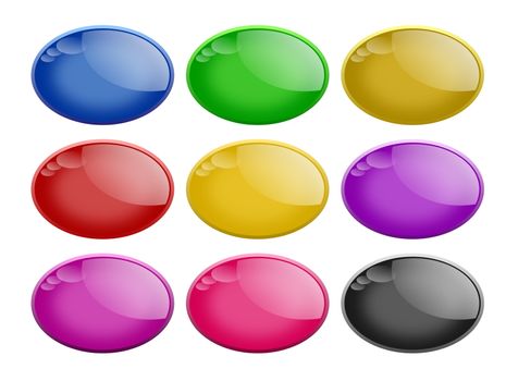 Set of nine shiny oval web buttons in different colors