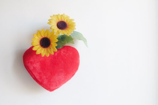 heart pillow and daisies love textured artistic 