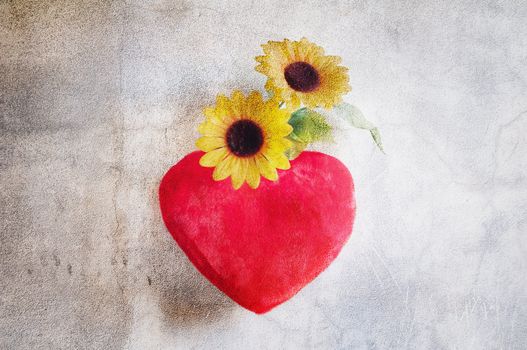 heart pillow and daisies love textured artistic 