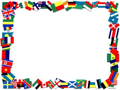 Illustration of a frame made of many flags