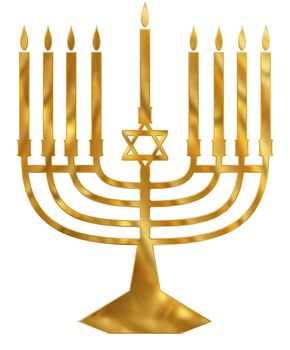 Illustration of a golden Menorah candelabra