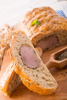 pork fillet in the bread brown