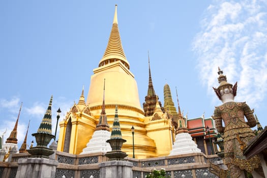 golden pagoda in wat phra kaew, bangkok, thailand