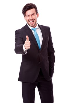 successful young business man smiling isolated on white background
