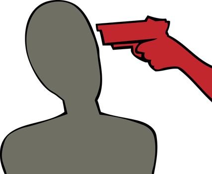 Silhouette of gun to the head of person